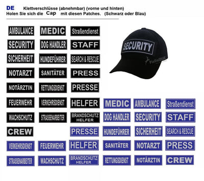 Schwarz Cap mit reflektierendem Patch Unisex-Sicherheitskappe Hundeführer-Kappe Portier Pielini DUE - Pielini DUE